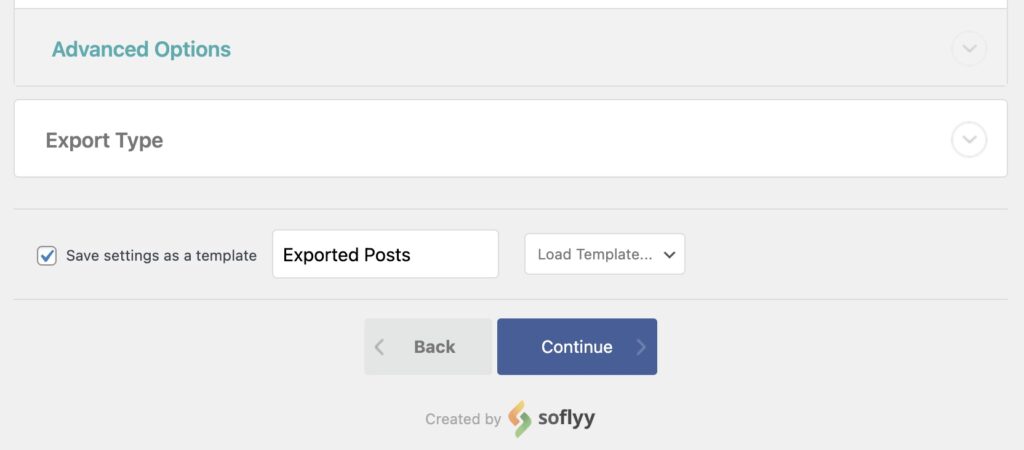 WordPress Export Save Export Template