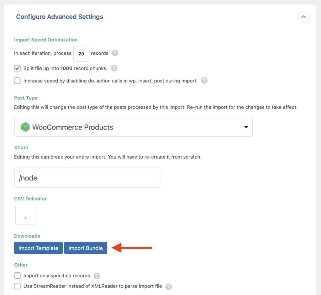 WordPress Import Duplicate an Import Download Import Bundle