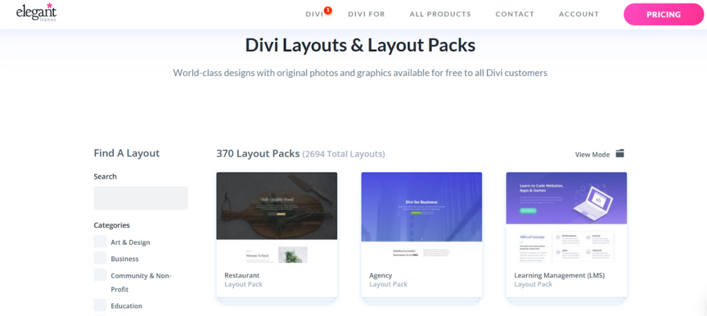 Divi layouts & packs