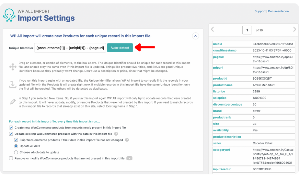set unique identifier for Amazon to WooCommerce product import